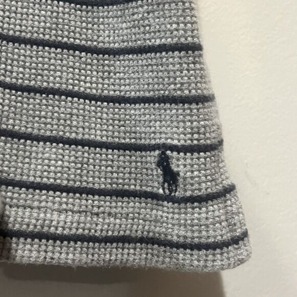 Polo Ralph Lauren Polo Shirt Men’s 2X Gray Striped Waffle Knit Cotton Preppy - Picture 4 of 6